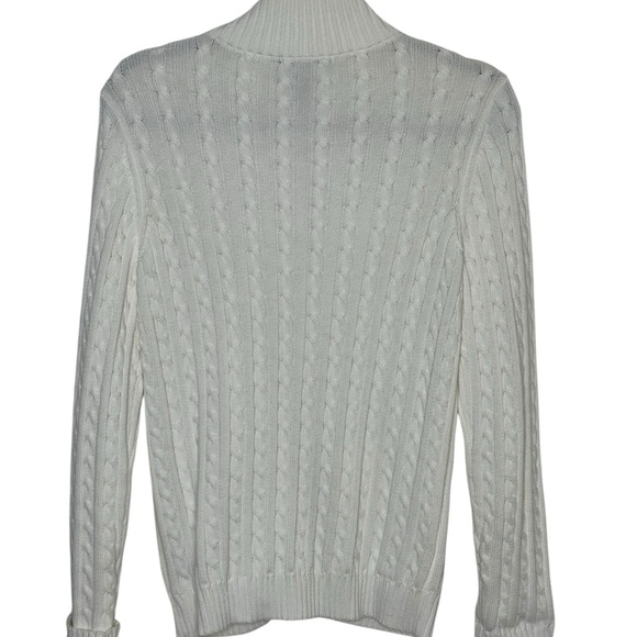 Lauren Ralph Lauren Sweater White Cable
Knit Stand Collar Zip Pockets Size L,EUC - Picture 3 of 8